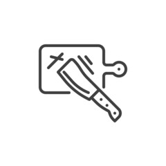 Chopping board and butcher line icon