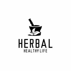 herbal logo illustration vector, leaves, bowl vector