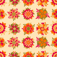 Seamless pattern floral background.Botanical plant repeat motif.Beautiful flower ornament.