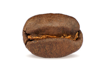 one coffee bean isolated on white background.