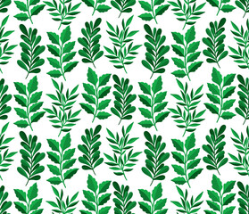 Seamless pattern floral background.Botanical plant repeat motif.Beautiful branch leaf ornament.Vector illustration
