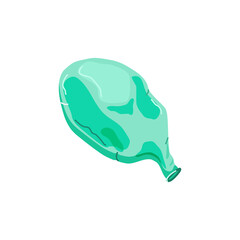 Deflated balloon on a white isolated background. Blue. Holiday attributes. Vector cartoon illustration