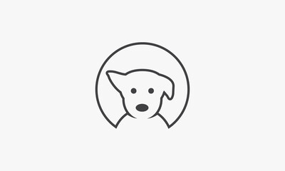 Obraz na płótnie Canvas line icon circle puppy isolated on white background.
