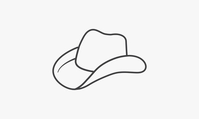 line icon cowboy hat isolated on white background.