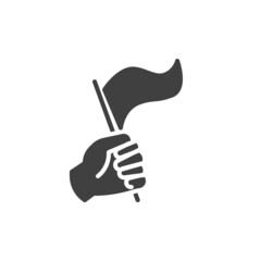 Hand holding flag vector icon