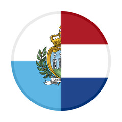 Obraz premium round icon with san marino and netherlands flags. vector illustration isolated on white background 