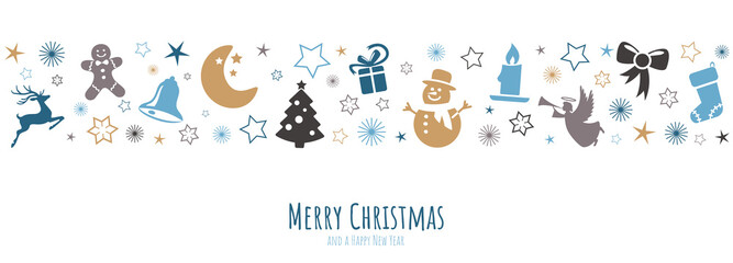 christmas greetings banner with abstract symbols