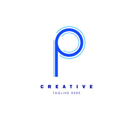 Modern Initial p Logo Design Element in Blue