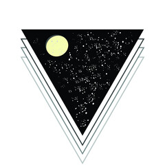 Moon and stars inside arrow in line tattoo design.