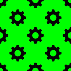 Seamless patterned images of the gear wheel. gear on a green background. 3d image. 3d rendering