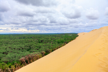 Dune du Pilat on the coast of the Atlantic Ocean . Dune de Pyla highest dune in Europe . Huge sand...