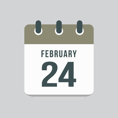 Icon day date 24 February, template calendar page