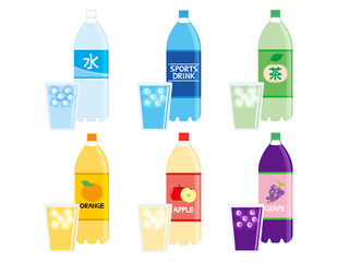 ドリンクのペットボトル　ベクターイラスト