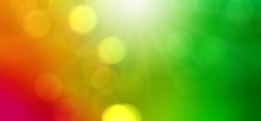 Bokeh background yellow red green and white sunlight