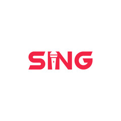 Sing wordmark, negative space logo design.