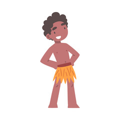 African Little Boy in Traditional Tribal Clothing Vector Illustration