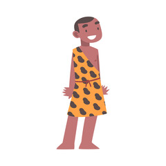 African Little Boy in Animal Skin as Traditional Tribal Clothing Vector Illustration