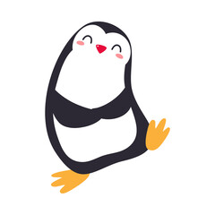 Cute Penguin as Arctic Animal Waddling and Smiling Vector Illustration