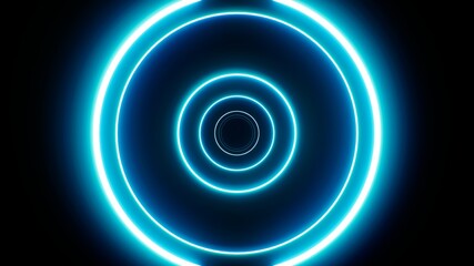Various Thicknesses Multiple Cyan Color Circle Light Overlay Background