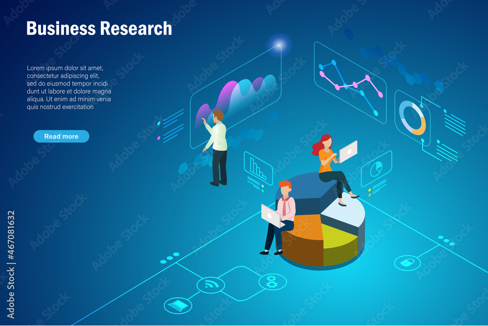 Poster business team analysing growth graph marketing charts on virtual digital screen. global network conn