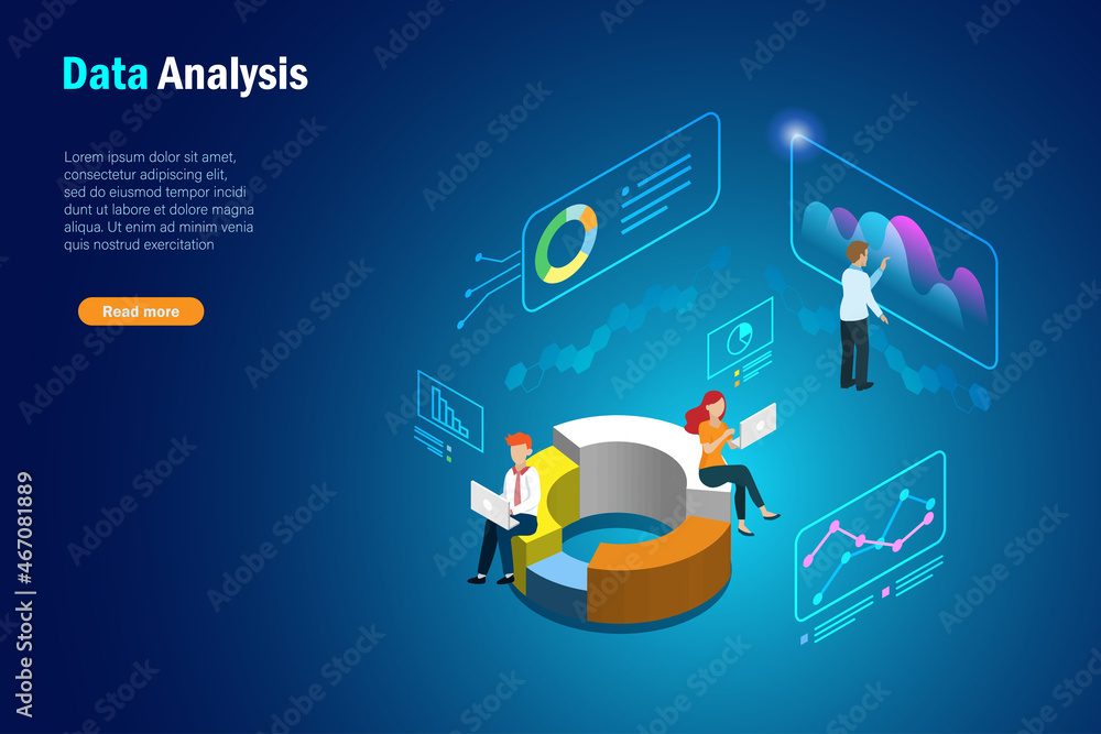 Poster business team analysing growth graph marketing charts on virtual digital screen. global network conn