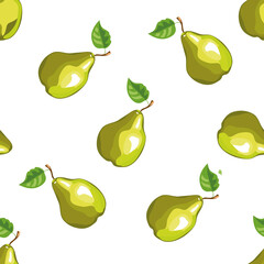 Seamless pattern with drawn pears. Fruit Illustration for healthy eating and organic foods. Can be used to fill different shapes, and as a background, wallpaper