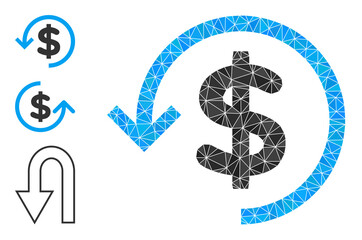 lowpoly refund icon, and similar icons. Polygonal refund vector is designed of random triangles. Flat geometric lowpoly illustration is designed by refund icon.