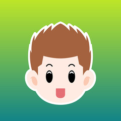 Fototapeta premium Cartoon illustration of a men face with spiky hair in a flat style this cute image is suitable for your colorful and flat project design elements, can also be used for sticker and icon