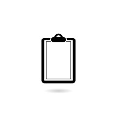 Clipboard icon with shadow isolated on white background