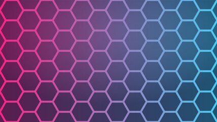 futuristic hexagon background with neon purple and blue color combination, this cool image is suitable for decorating your social media banner, web pages, presentations, landing pages, etc