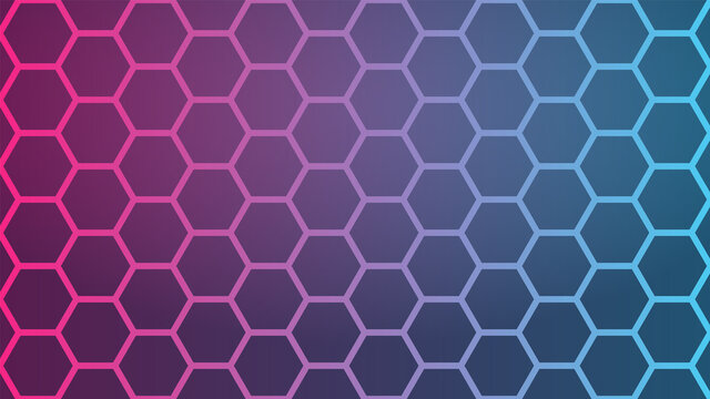 futuristic hexagon background with neon purple and blue color combination, this cool image is suitable for decorating your social media banner, web pages, presentations, landing pages, etc