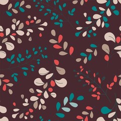 Evergreen flora branches, florist seamless pattern