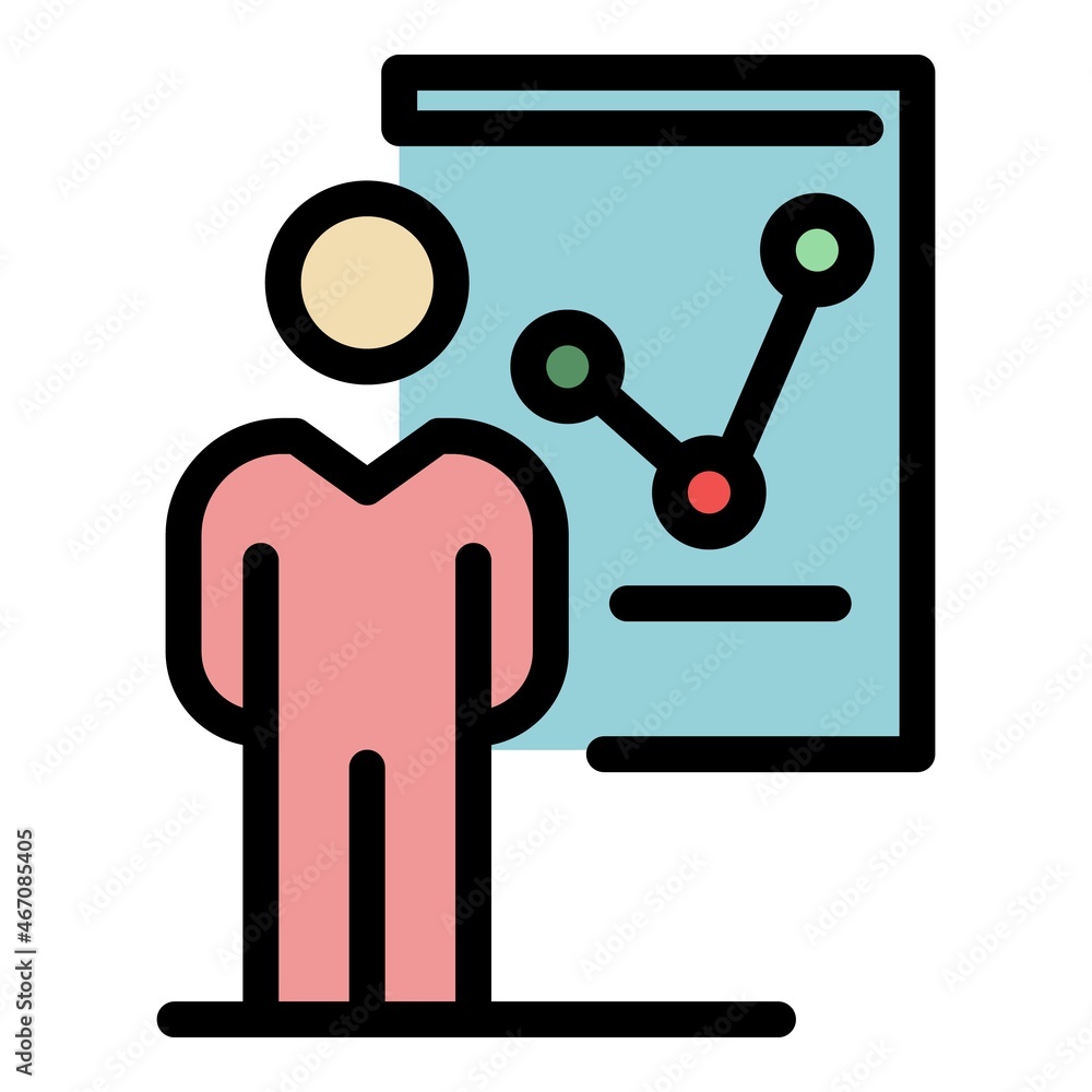 Poster outsource graph chart icon. outline outsource graph chart vector icon color flat isolated