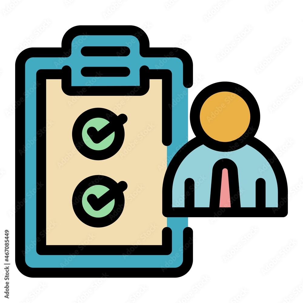Poster outsource to do list icon. outline outsource to do list vector icon color flat isolated