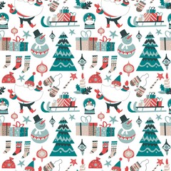 New year celebration, christmas seamless pattern