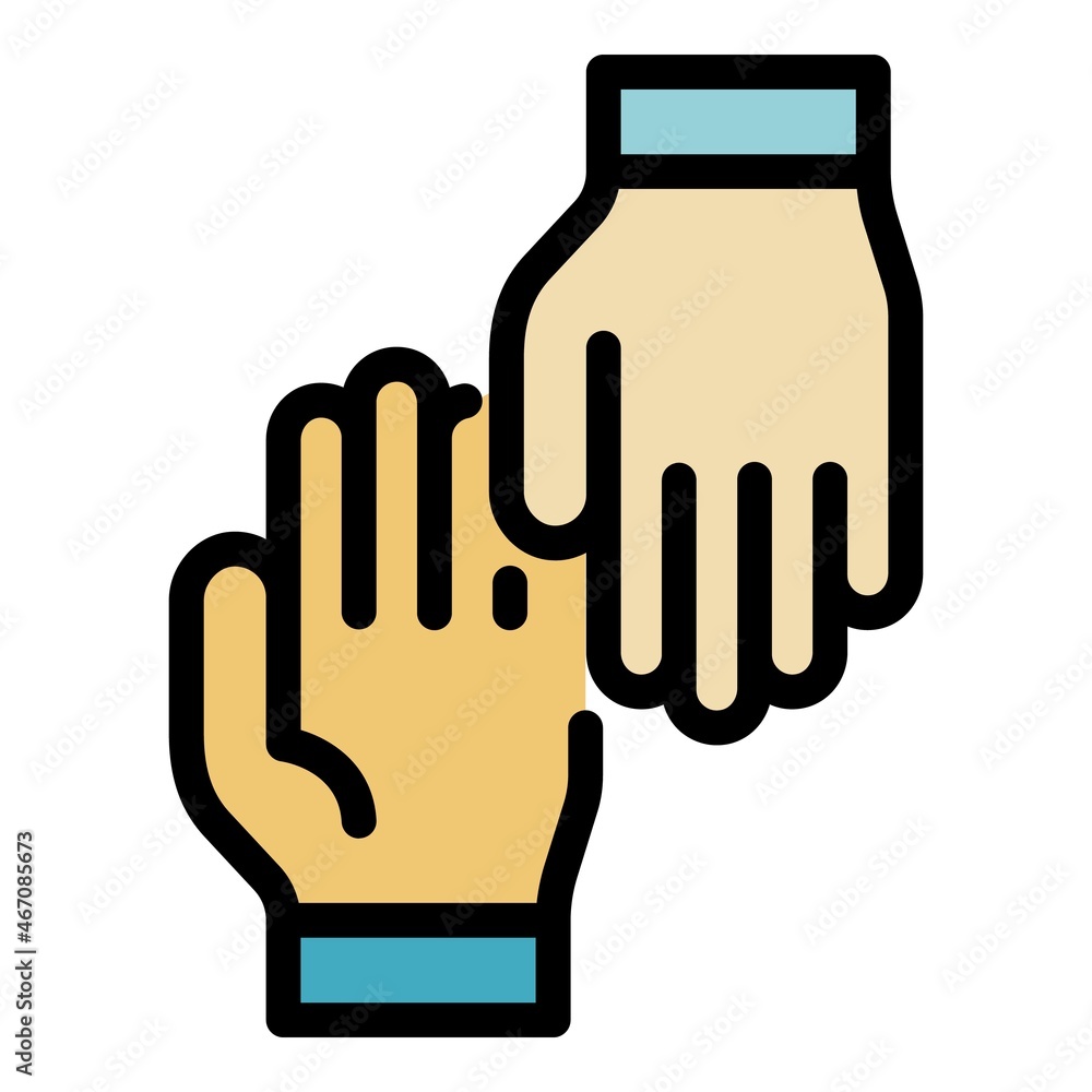 Poster outsource helping icon. outline outsource helping vector icon color flat isolated