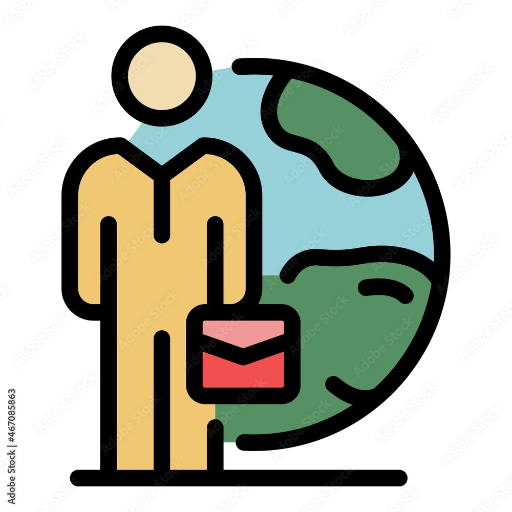 Poster outsource global icon. outline outsource global vector icon color flat isolated