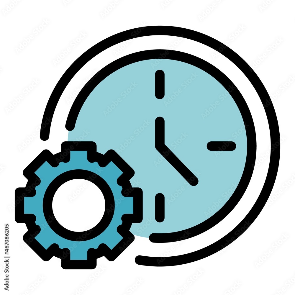Poster outsource work time icon. outline outsource work time vector icon color flat isolated