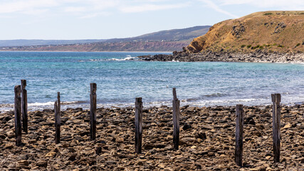 The myponga jetty ruins in Myponga South Australia on October 26th 2021