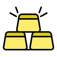 Bonus gold bar icon. Outline bonus gold bar vector icon color flat isolated
