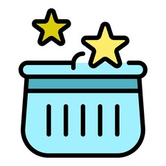 Bonus shop basket icon. Outline bonus shop basket vector icon color flat isolated