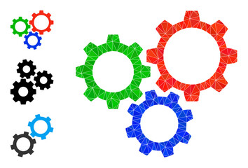 Low-poly gear box icon, and other icons. Polygonal gear box vector designed from random triangles. Flat geometric polygonal abstraction designed by gear box icon.