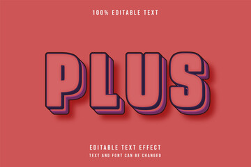 Plus,3 dimensions editable text effect red purple retro style