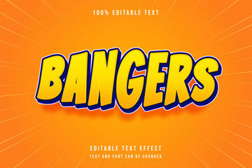 Bangers, 3 dimensions editable text effect modern yellow gradation orange blue text style