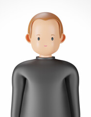 3D illustration render portraits of young man with skin head wearing black shirt with smiling is on white blackground male 3d character 3d illustration rendering