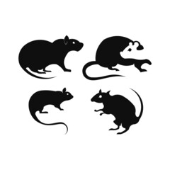 
Rat and mouse vector silhouette inspiration logo.