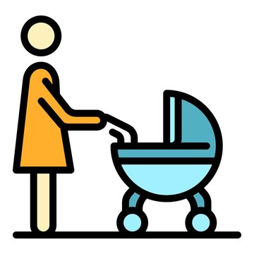 recommend clip art: Baby carriage icon. Outline baby carriage vector icon color flat isolated