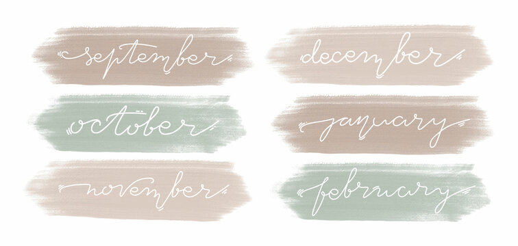 Calendar months autumn winter vector pastel elements for planner 