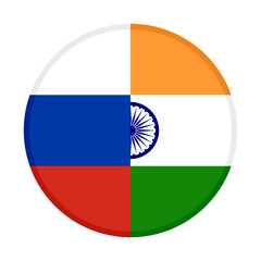 round icon with india and russia flags. vector illustration isolated on white background	