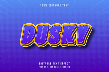 Dusky, 3 dimensions editable text effect modern purple gradation blue text style